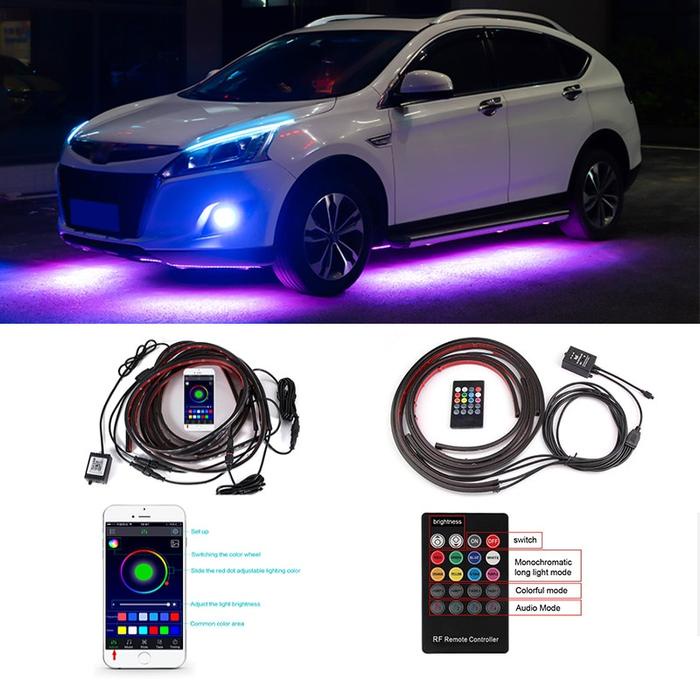 Jual Lampu LED Strip Mobil RGB Underglow Car Body 90/120 cm 4PCS ...