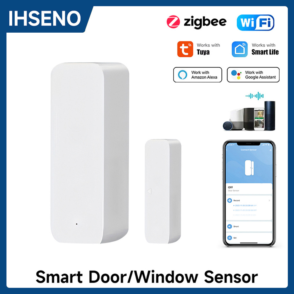 Jual Tuya Wifi/Zigbee Door Sensor Window Sensor Smart Home Wireless ...