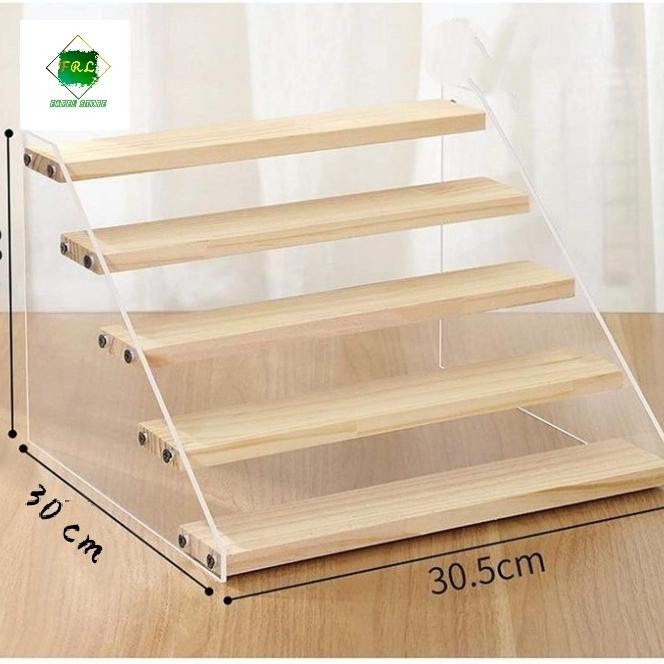 Jual Rak Akrilik Display Figure/Rak Organizer Kayu Susun 5 Natural ...