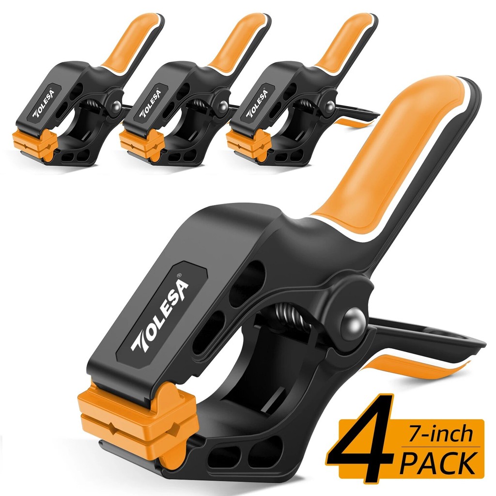 4-Pack Heavy-Duty Wide-Mouth Spring Clamps – Non-Slip Metal A-Clips For Woodworking & More