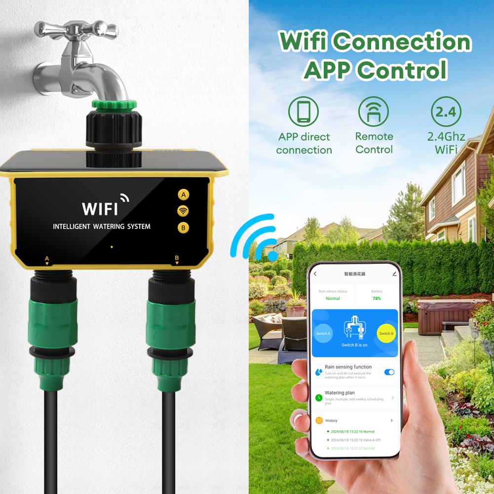 Jual Dual Zone Wifi Solar Irrigation Timer Smart App Control Automatic ...