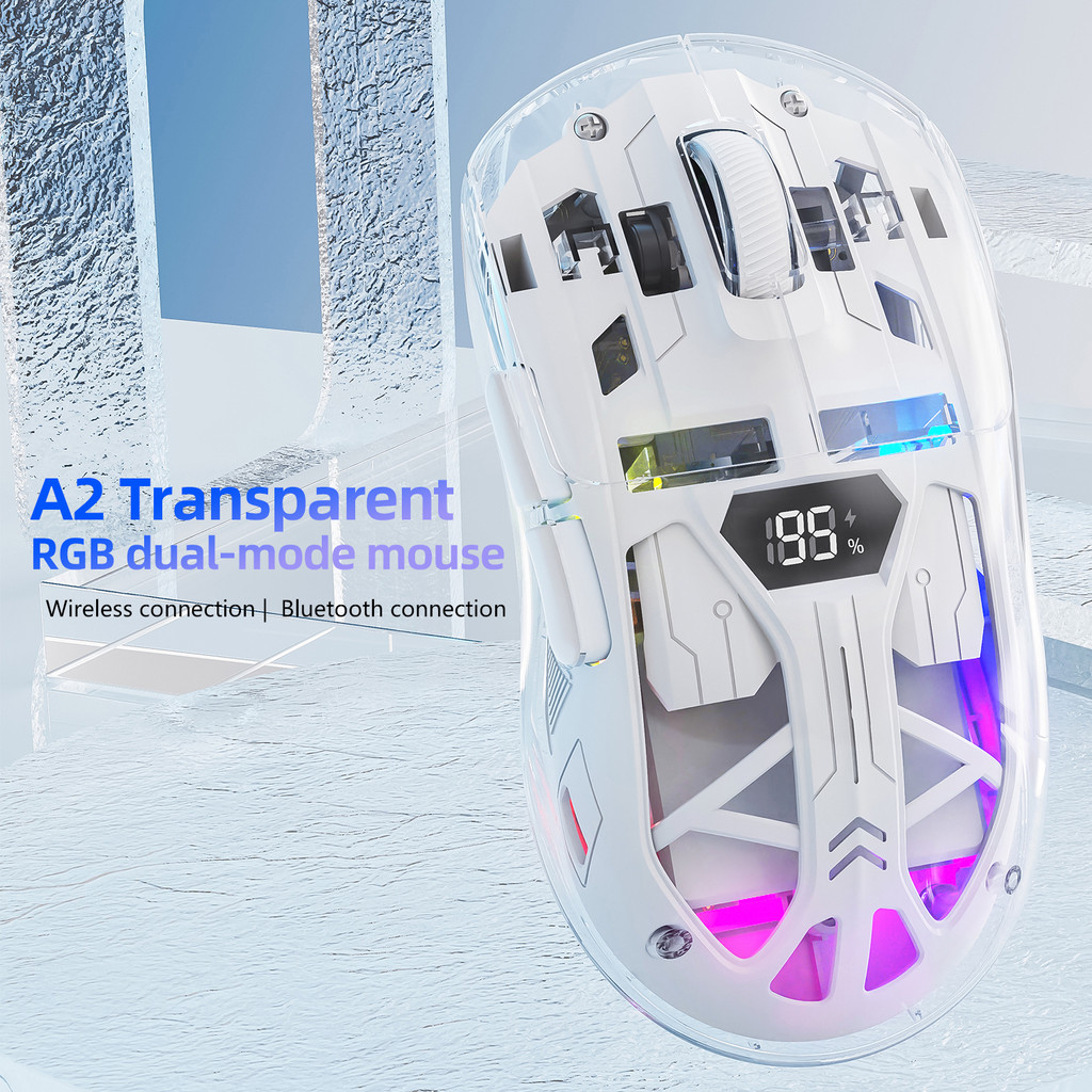 Jual A2 Transparent Mouse Wireless with Digital Screen,Dazzle RGB ...