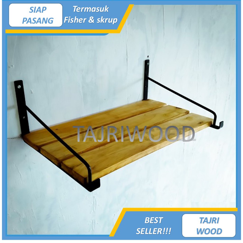Jual DISKON LADIN RAK BUKU DINDING BESI DAN KAYU MINIMALIS VINTAGE KUNO ...