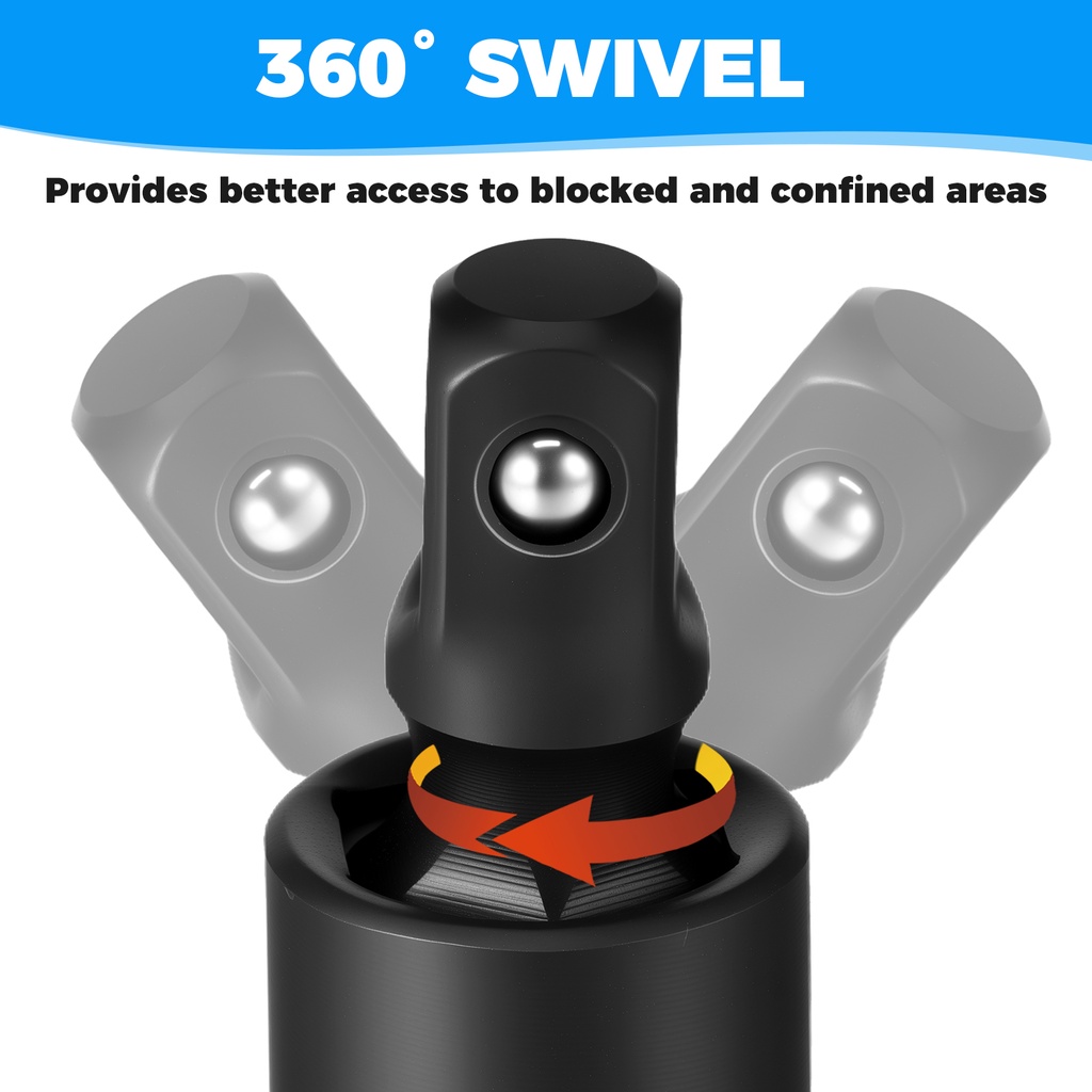 Jual 3Pcs Universal Joint Swivel Socket Adapter Set 1/4 Inch 3/8 Inch 1 ...