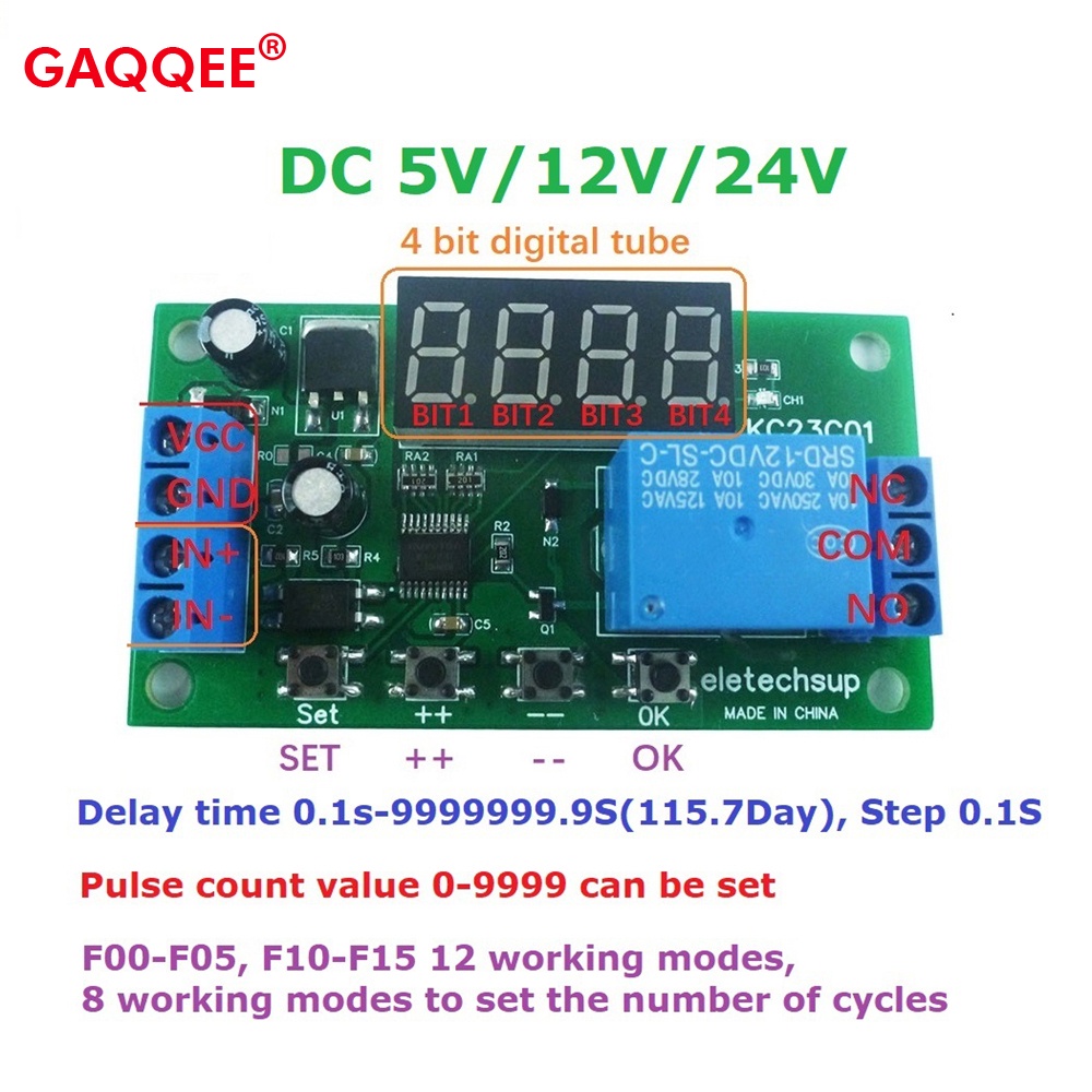 Jual DC 10A 5V/12V/24V Relay Module LED Display Multifunction Pulse ...