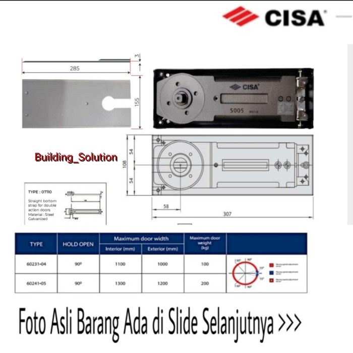 Jual CISA ORIGINAL ITALY FLOOR HINGE 60231-4 Engsel Tanam Floorhinge ...