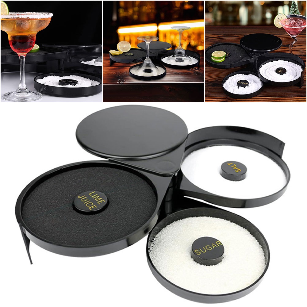 Jual 3-Tier Bar Glass Rimmer with Sponge Margarita Salt Rimmer Salt Box ...