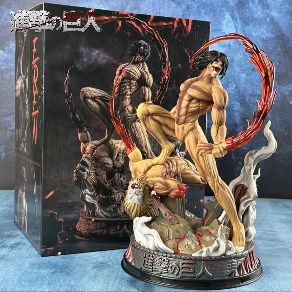 29cm New Attack on Titan Eren Jaeger In Combat GK PVC Painted Figure Statue Gift