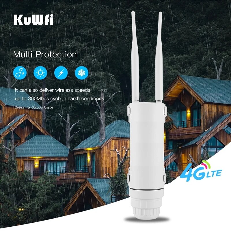 Jual IMPORT KuWFi 4G Outdoor WIFI Router 300Mbps Waterproof 4G SIM Card ...