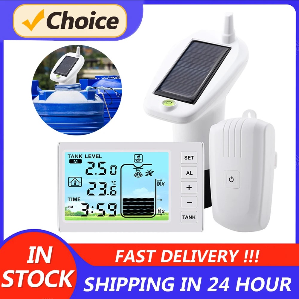 Jual Wireless Ultrasonic Water Tank Liquid Level Meter With Temperature ...