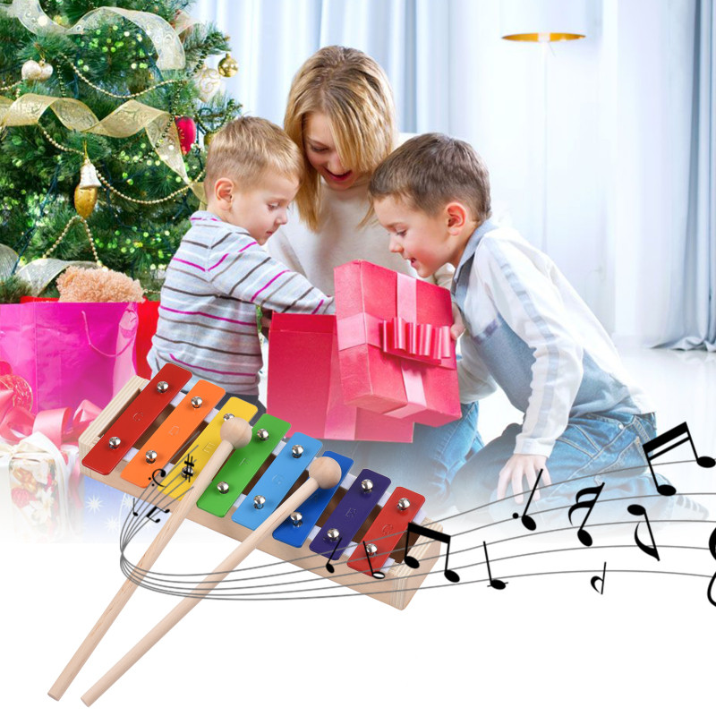 Jual 8 Keys Xylophone Compact Size Glockenspiel Colorful Aluminum Plate ...