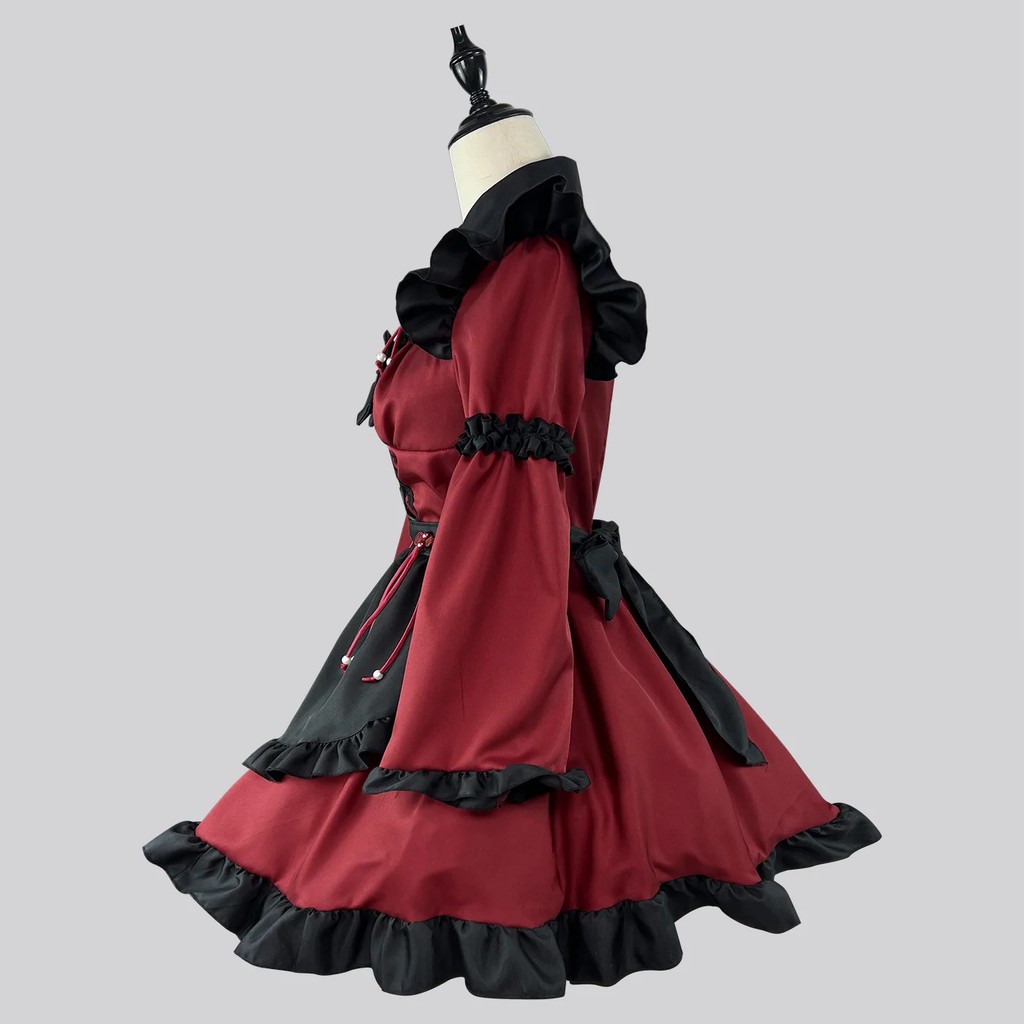 Jual Gothic Lolita Maid Dress Little Devil Anime Cosplay Costume Red ...