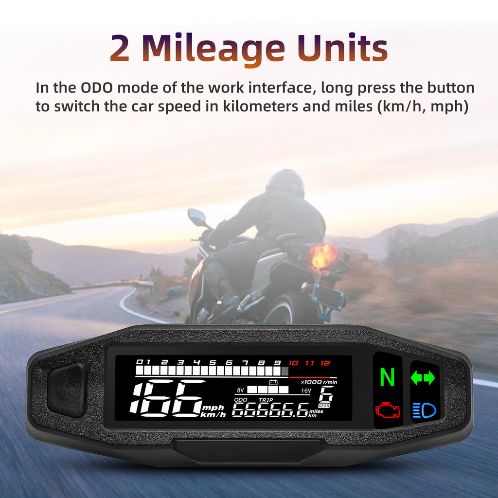 Jual Motorcycle Dash Speedometer Kmh Volt Gauge Tachometer Universal ...