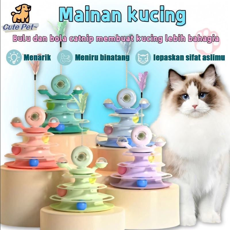 Jual Cat Toys Set mainan kucing peliharaan meja putar kucing Menara ...
