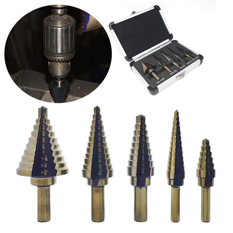 Jual 5pcs HSS Cobalt Multiple Hole Cutter Step Drill Bit Straight ...