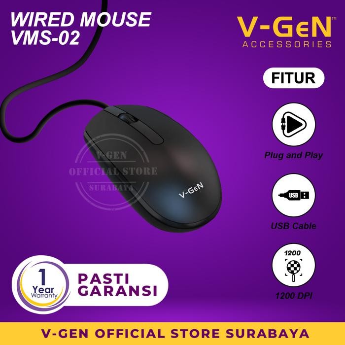 Jual [Expert] Wired Mouse V-GeN VMS-02 1200 DPI Mouse PNP USB Cable ...