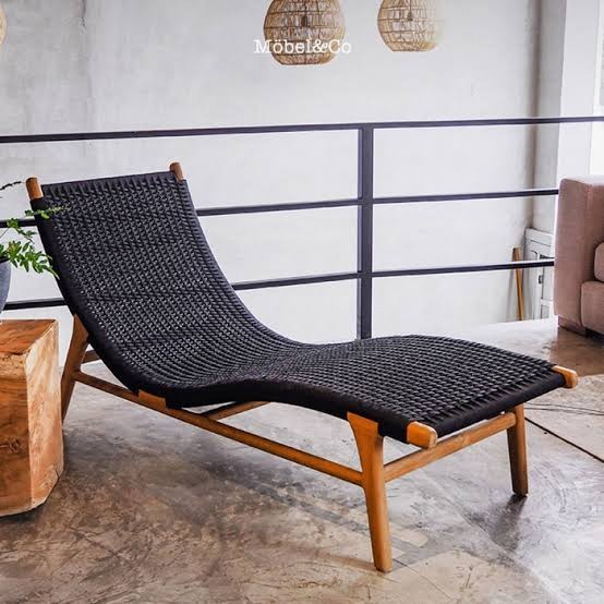 Jual PREMIUM Pool lounger Chair Kursi Lonjer Anyaman Rope Kayu Jati ...