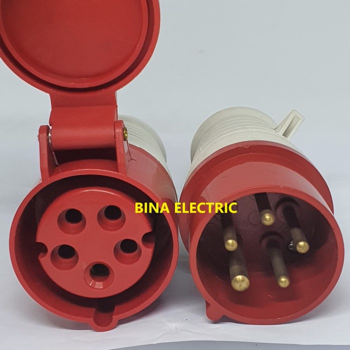 Jual 1 SET Mobile Socket + Straight Plugs CEE 5P 16A / Industrial Plugs ...