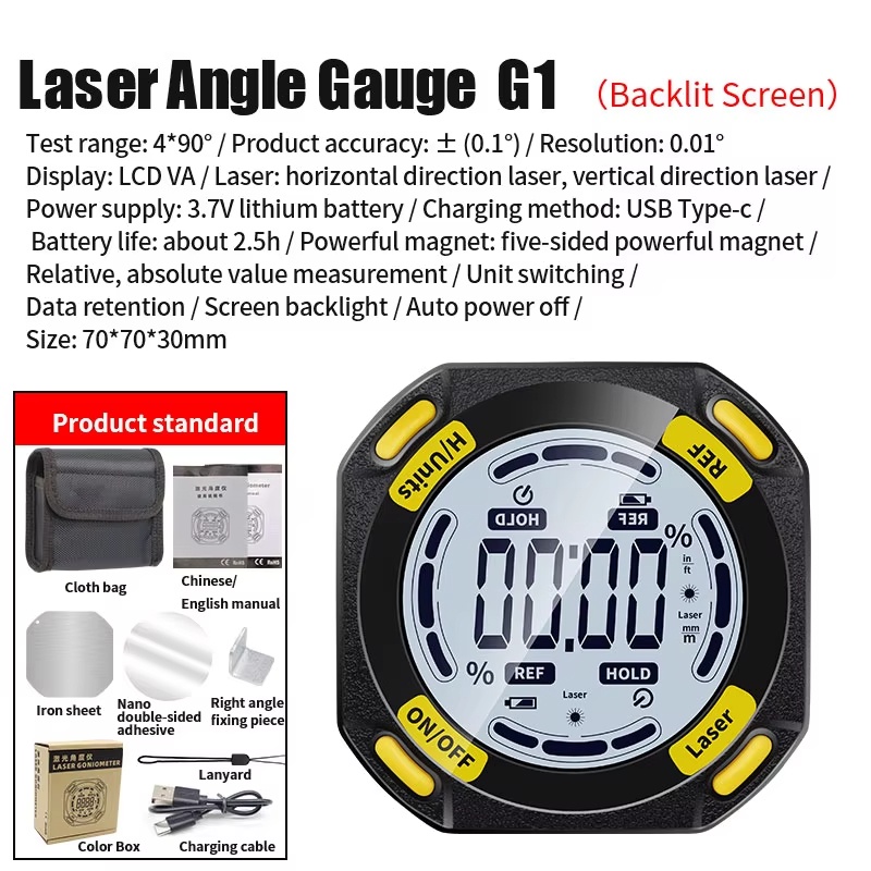 Jual 360 Degree Magnetic USB charing Digital Inclinometer Spirit Level ...