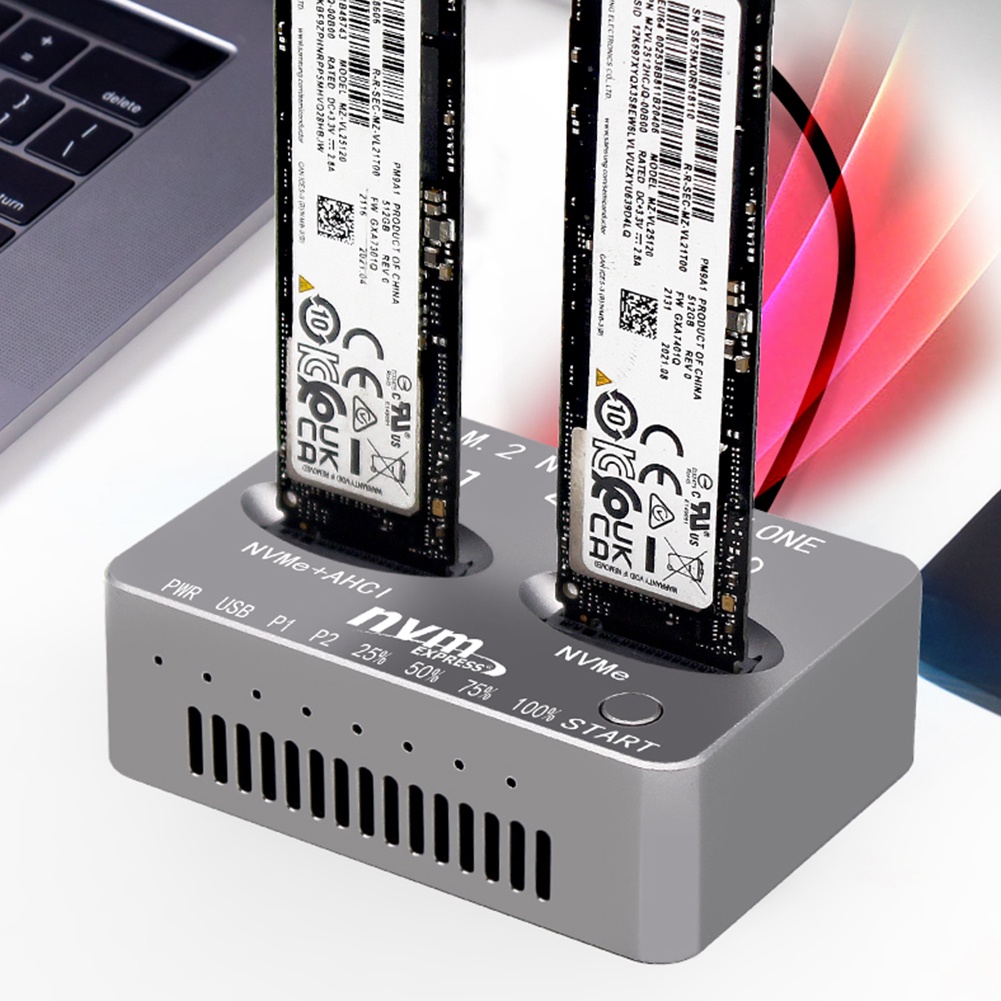 Jual Dual-Bay External Hard Disk Box USB3.2 Type C M.2 SSD Enclosure ...
