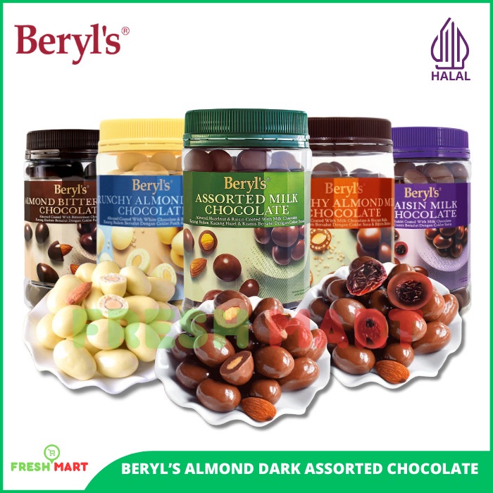 Jual Beryl's Crunchy Assorted Almond Green Tea Milk White Chocolate ...