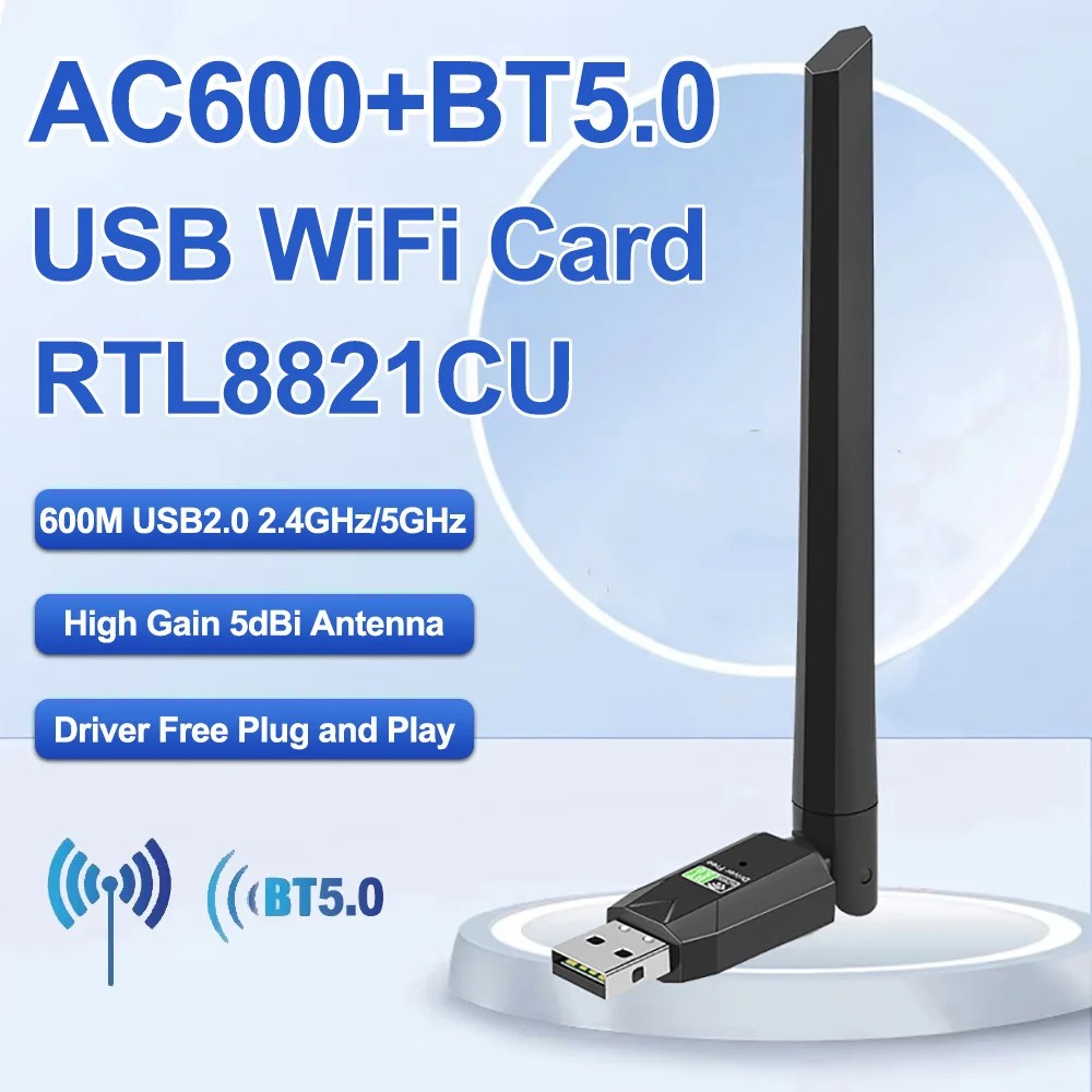 Jual USB WiFi Adapter AC600 Bluetooth5.0 Wireless Dual Band 2.4G/5GHz ...
