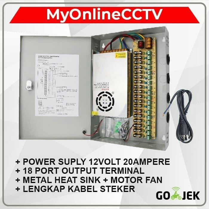 Jual Zooma- Adaftor Cctv 12V 20A + Power Suply Distributor Panel Box ...