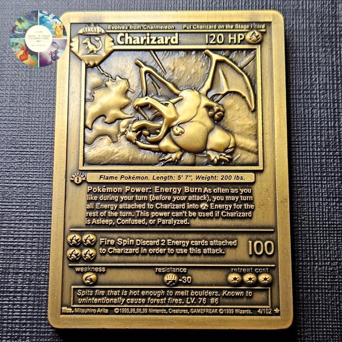 Jual Kartu Pokemon Metal - Charizard 1st edition Base Set Copper Metal ...