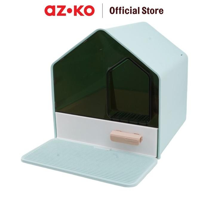 Jual PREMIUM AZKO Paws N Tail Villa Toilet Kucing Dengan Tray - Biru ...