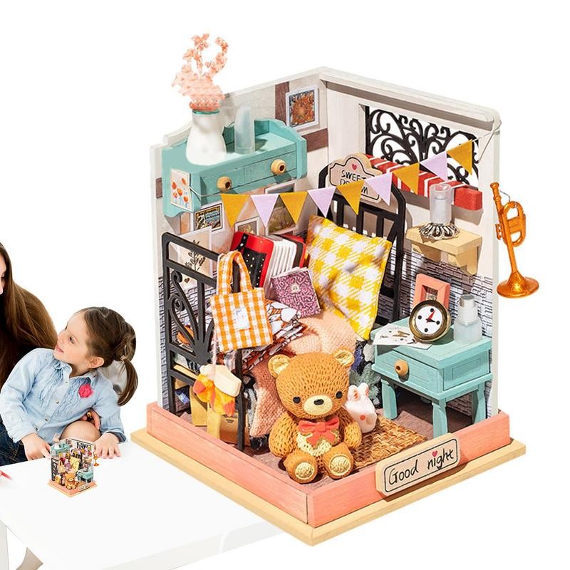 Jual Wooden Doll Houses For Girls Tiny House Kit With Furniture Wooden ...