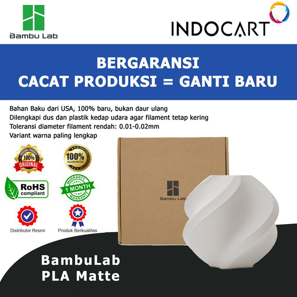 Jual IndoCart 3D Printer Filament Refill BambuLab PLA Matte Elegant ...