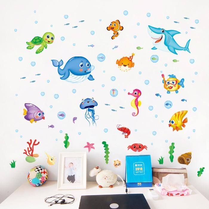Jual Stiker Dinding / Kaca / Wall Sticker (Kartun Hewan Laut Lucu ...