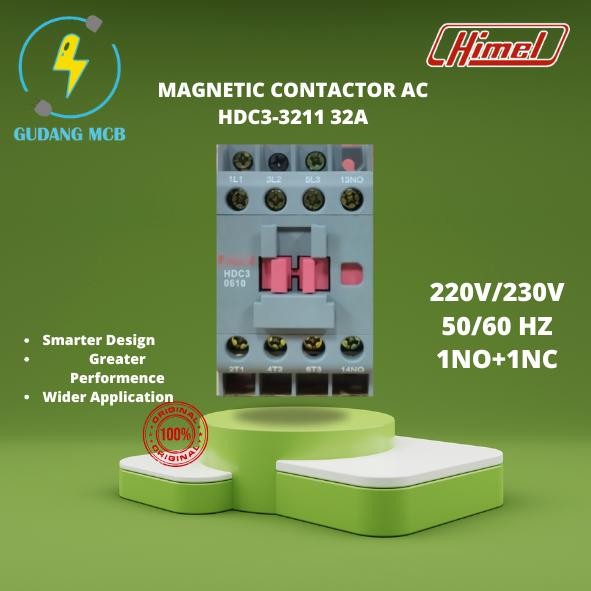 Jual Magnetic Contactor Ac Hdc3-3211 32A 220V/230V 50/60 Hz 1No+1Nc ...