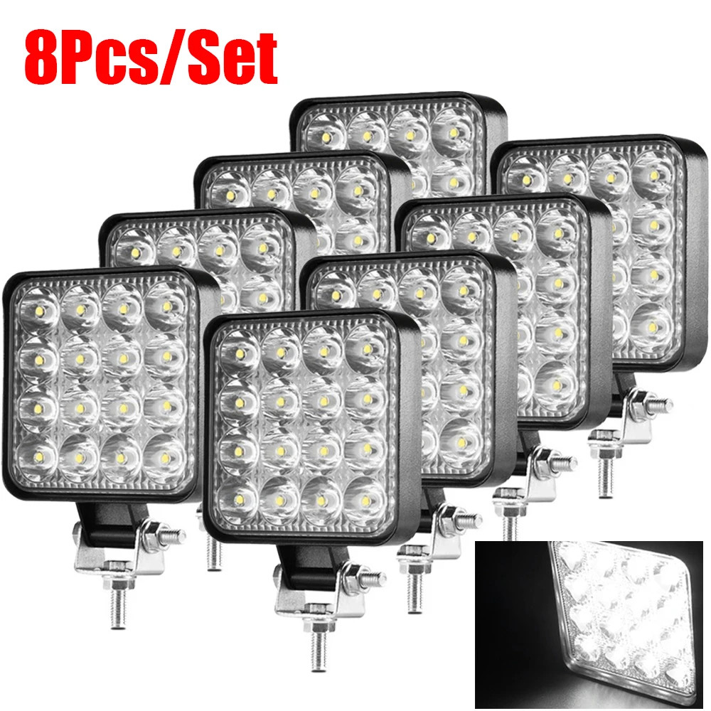 Jual IMPORT 8/6/4/2Pcs Mini Led Work Light Square Spotlight 48W Car ...