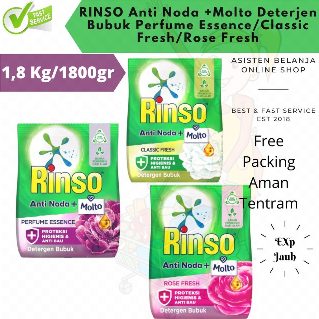 Jual Rinso Bubuk 1.8 Kg Rose Fresh Classic Fresh Perfume Essence 1,8kg ...