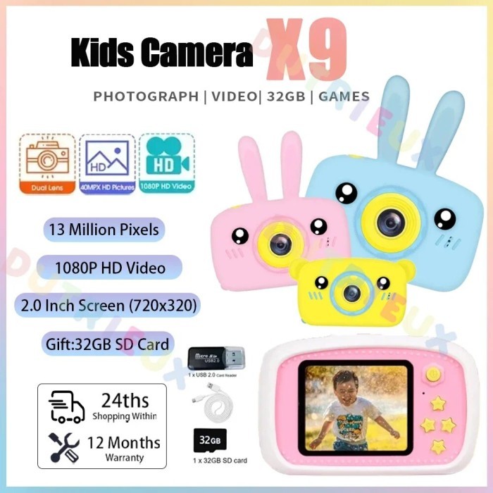 Jual Kids Camera X9 Digital Funny Cartoon 1080P Mini Cameras HD IPS ...