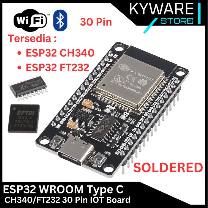 ESP32 NodeMCU Type-C Board WROOM-32 Mit WiFi/BT – Arduino & OpenDTU Ahoy-DTU Kompatibel