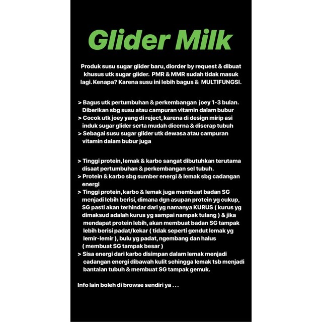 Jual GLYDER MILK SUSU SUGAR GLIDER MILK 50gr SUSU JOEY SUGAR GLIDER ...