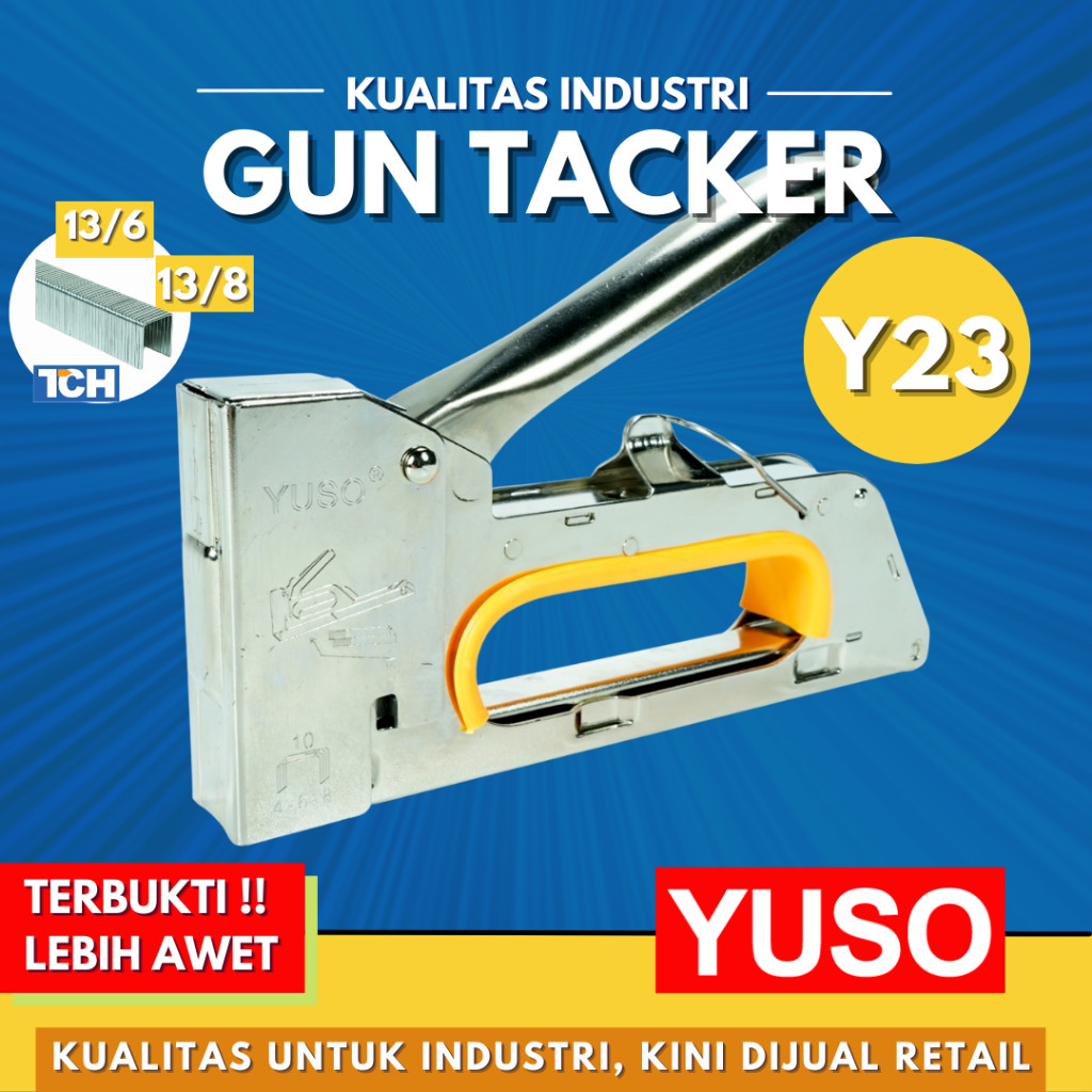 Jual Alat Hand Stapler Gun Tacker Manual YUSO Y23 Tembak Staples 13/6 ...