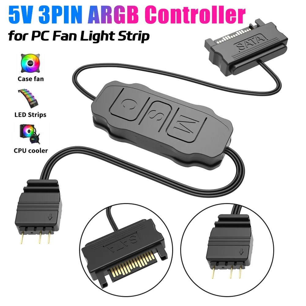 Jual NEW ARGB Controller 5V 3pin To SATA Power Supply Mini RGB ...