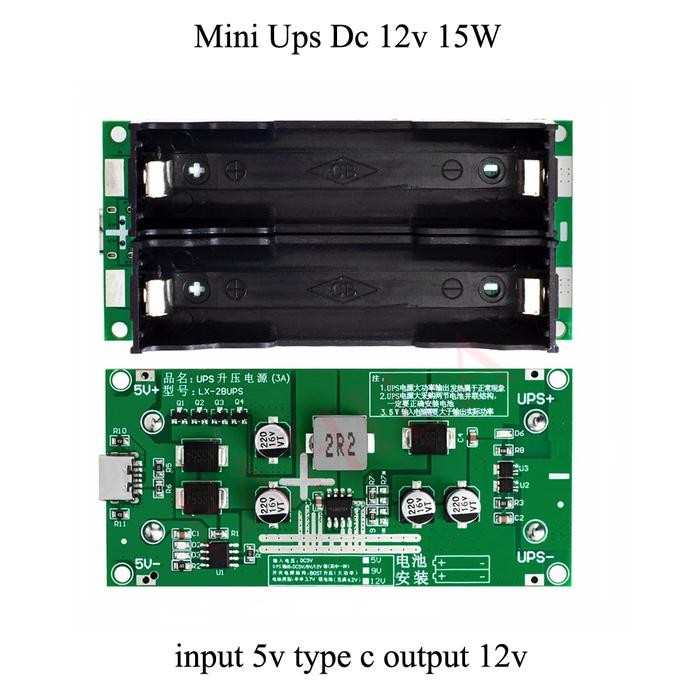 Jual Mini Ups Dc 12V Ups Dc Input 5V 3A 15 Watt Modul Ups Type C ...