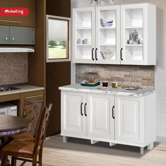 Jual Mobeliving - Furniture Kitchen Set Rak 3 Pintu Full Putih | Shopee ...