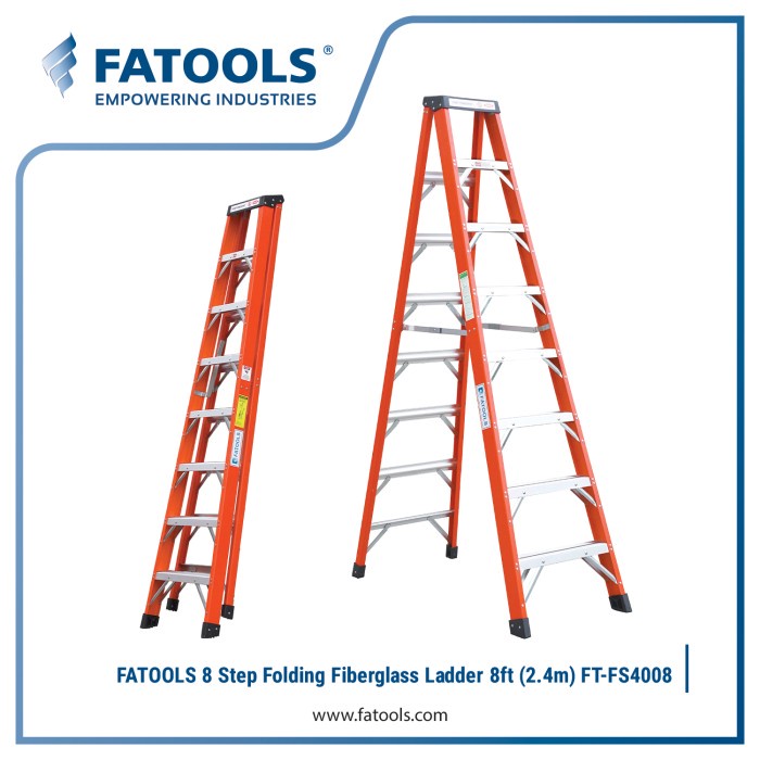 Jual FATOOLS FS4008 Fiber Glass Ladder 8 Step Feet 2.4 m PLN Tangga ...