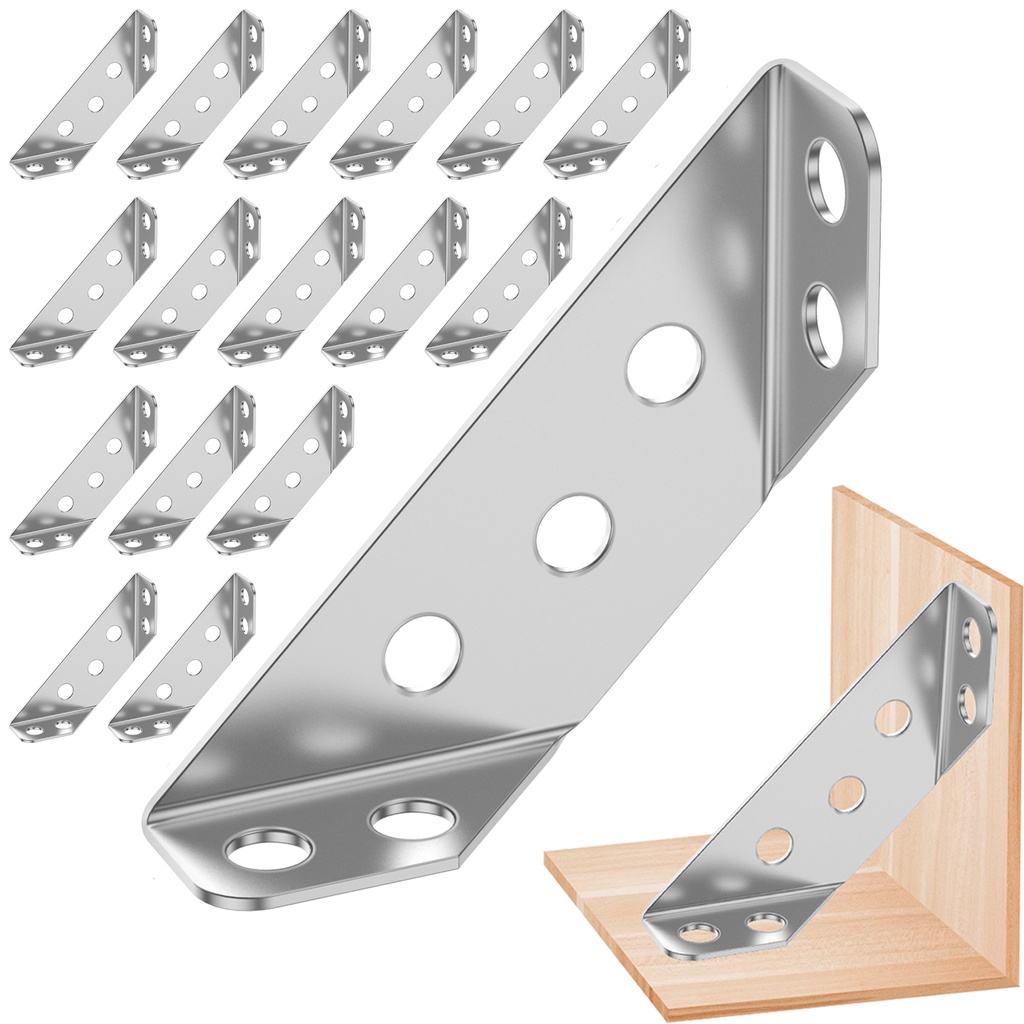 Jual 30Pcs Stainless Steel Corner Brackets Connector Set Furniture ...