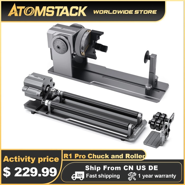 Jual Atomstack R1 Pro Multi-function Chuck and Roller Rotary for Laser ...