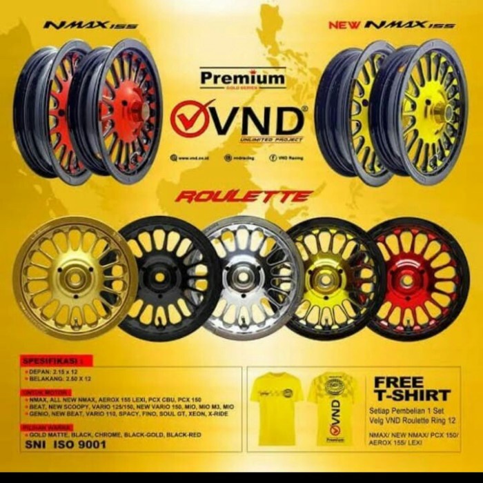 Jual VELG RACING VND ROULETTE RING 12 HONDA BEAT SCOOPY VARIO GENIO PCX ...