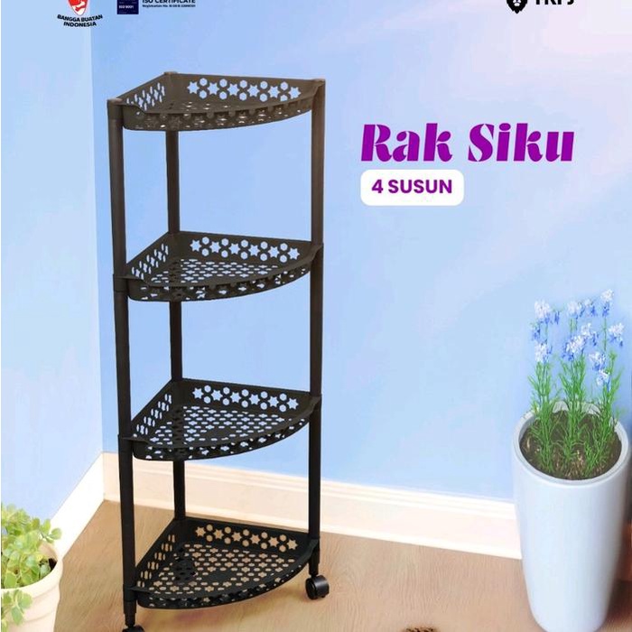 Jual Rak Sudut Plastik 4 Susun Rak Siku Dapur Kamar Mandi Serbaguna ...