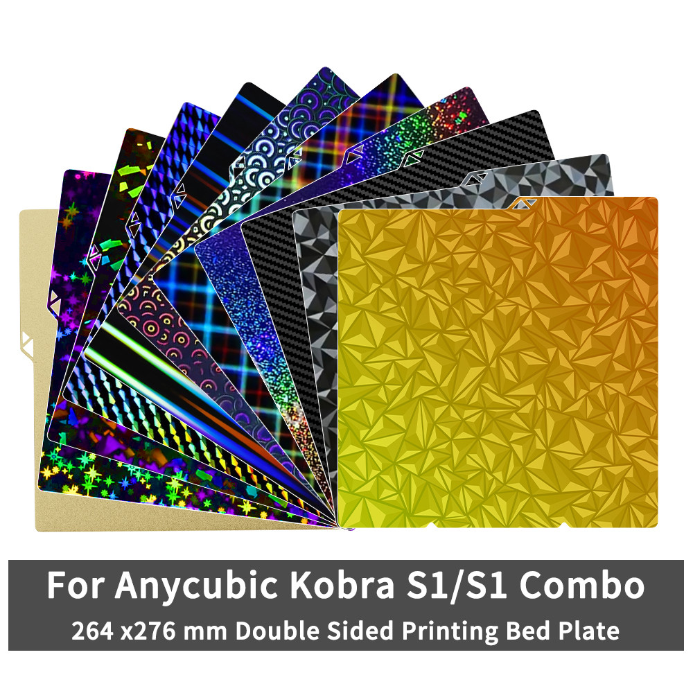 Doppelseitiges Build Plate Für Anycubic Kobra 3 Combo – 256x268 Mm, PEI & PET, Strukturiert/glatt, Hitzebeständig Bis 260 °C