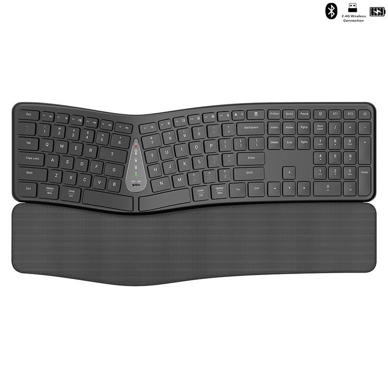 Jual Ergonomic Wireless Silent Split Keyboard With Wrist Rest Bt Dual ...