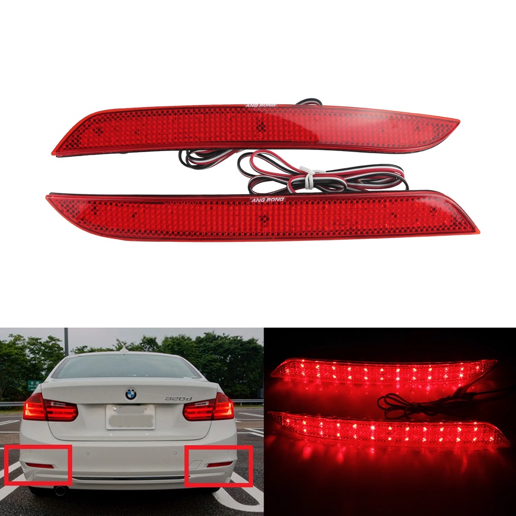 Jual BARU ANGRONG 2x Red Lens Rear Bumper Reflector LED Brake Stop Tail ...